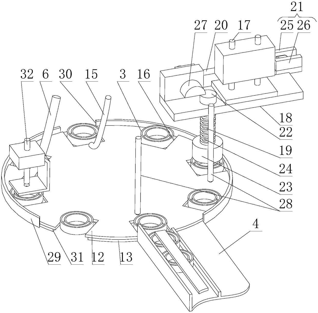 Automatic mounting system for mutual inductor magnetic ring shell cotton rings