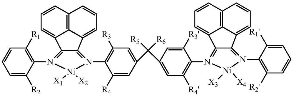 A kind of dinuclear (α-diimide) nickel/palladium olefin catalyst, preparation and application