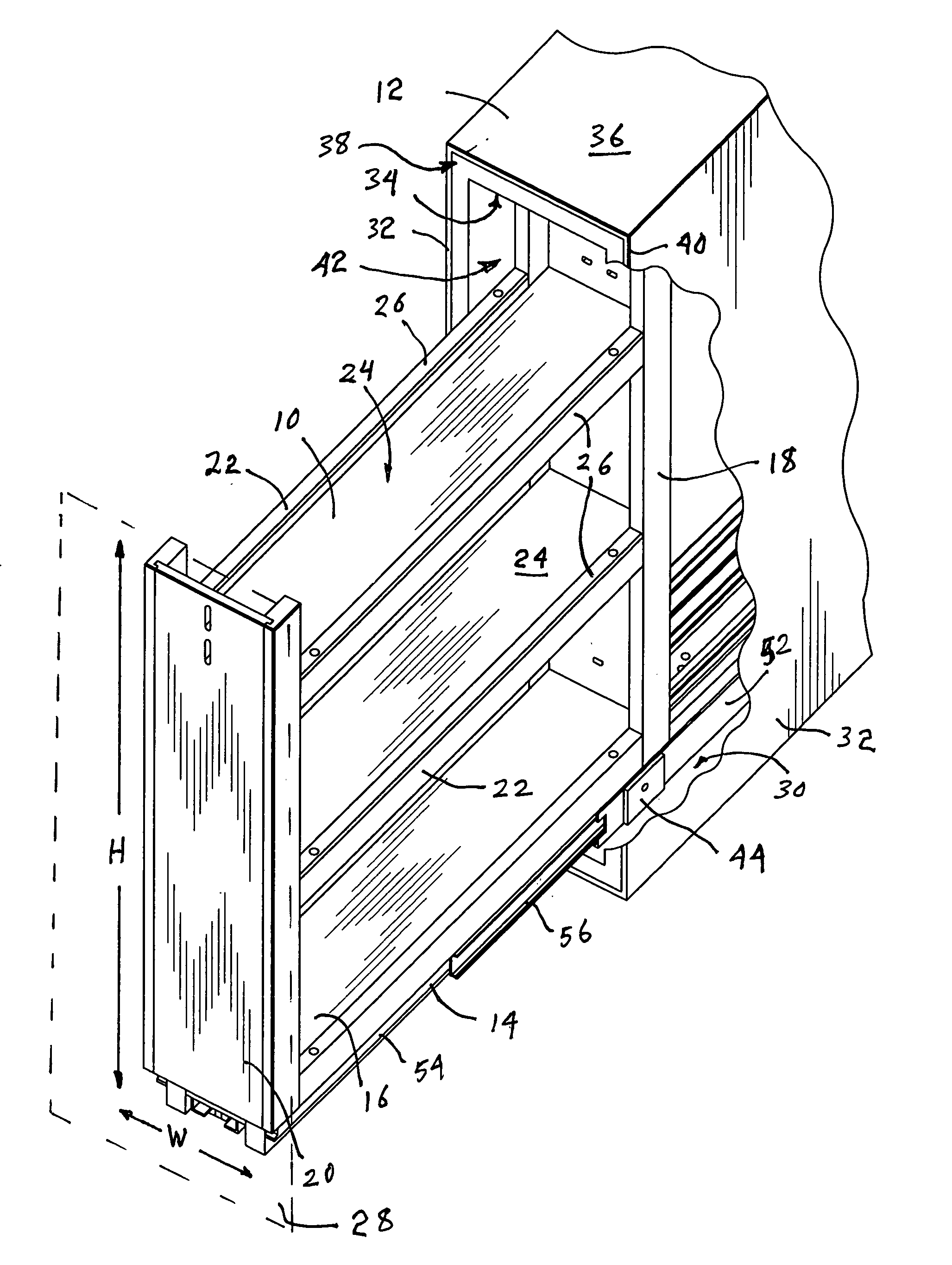 Laterally stablizing drawer slide for tall cupboard pull-out