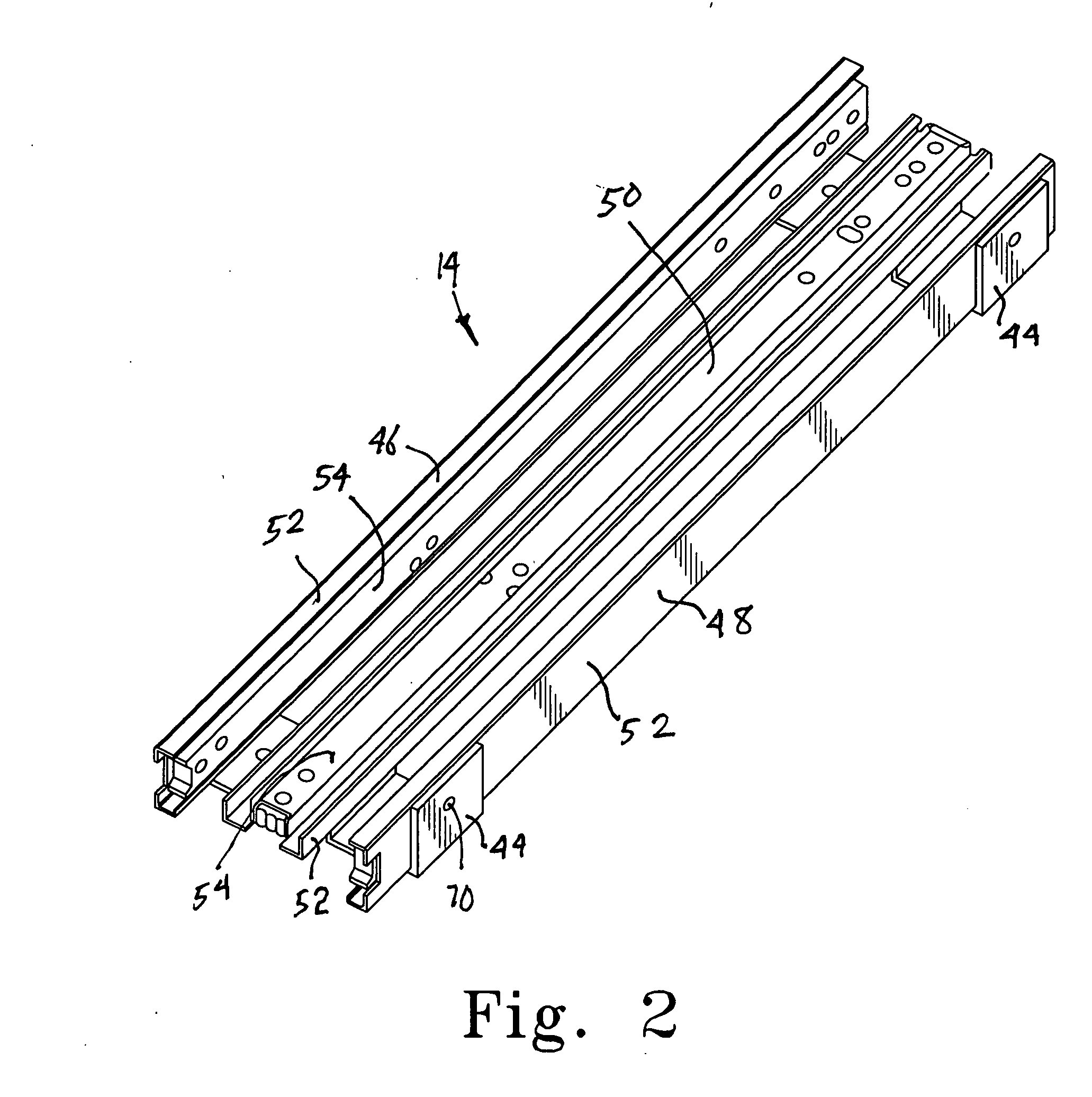 Laterally stablizing drawer slide for tall cupboard pull-out