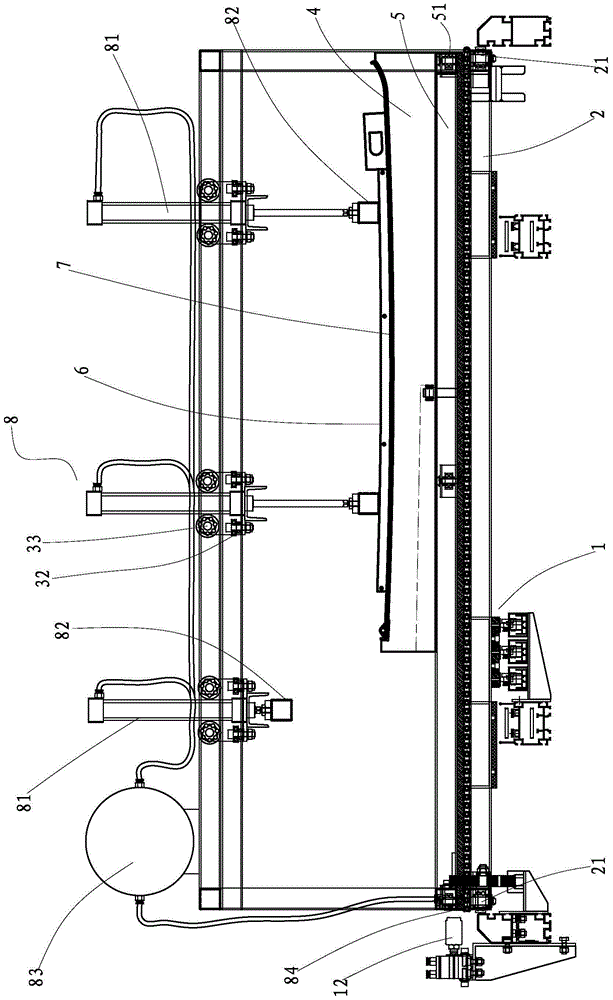 A car door gluing and bonding tooling fixture used on an automobile door gluing production line