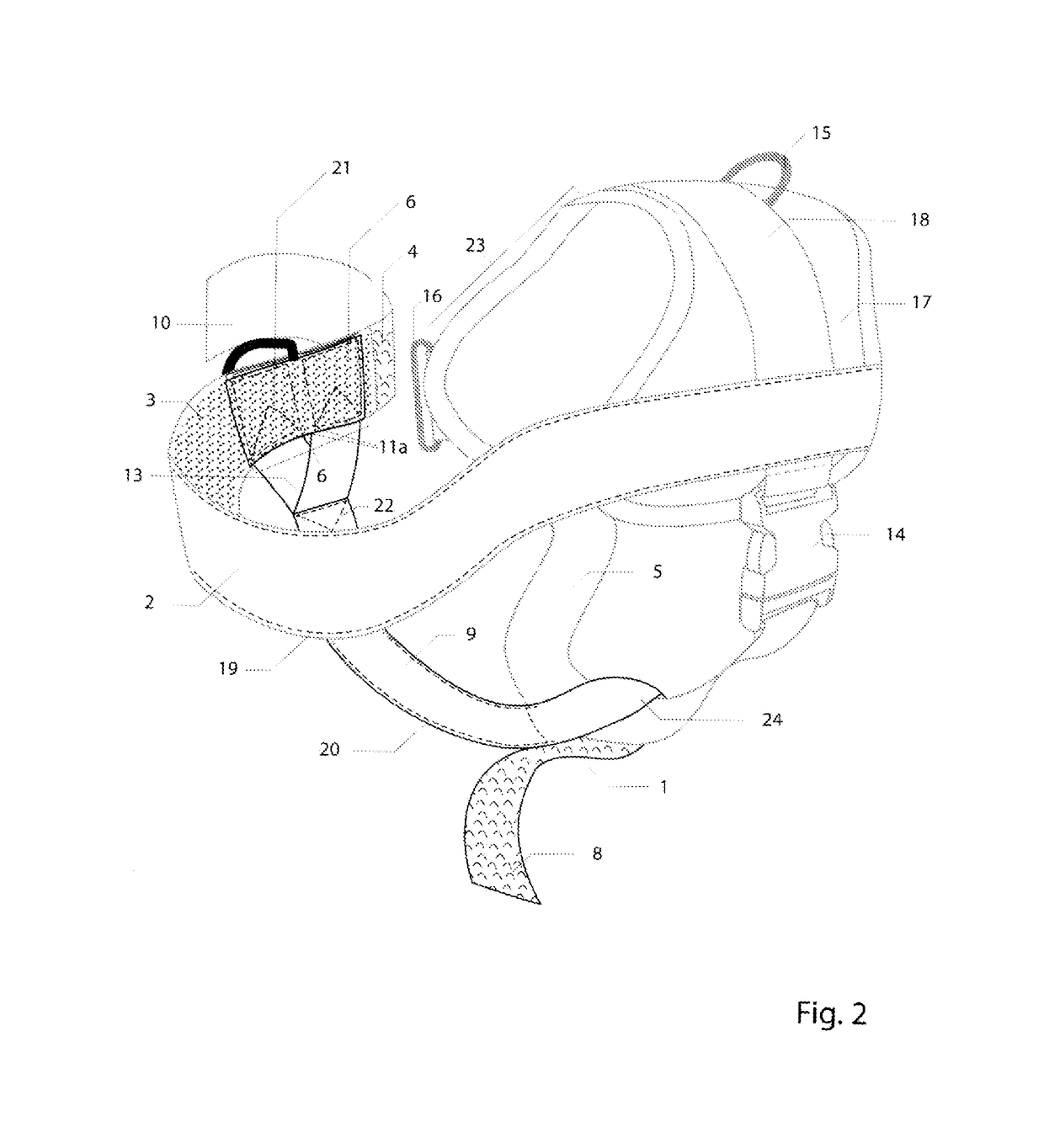 Pressure distribution element holding a ring for chest harnesses