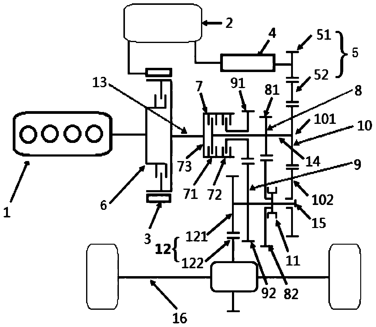 Variable-speed transmission system special for hybrid power automobile