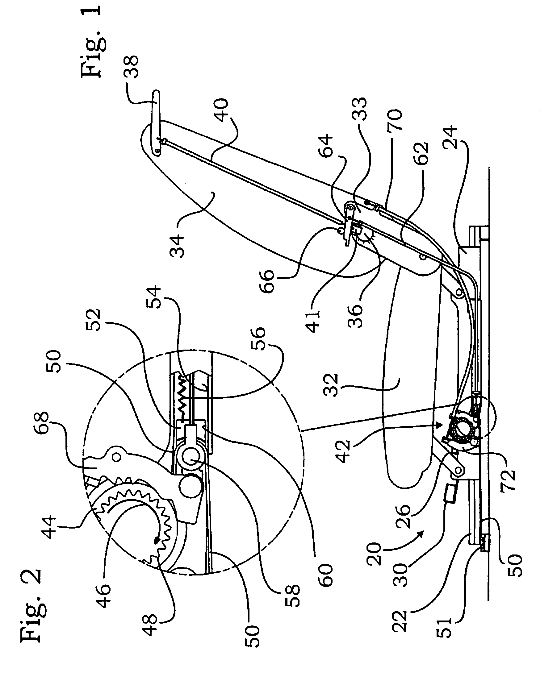 Forwardly movable vehicle seat with an underframe and two pairs of rails