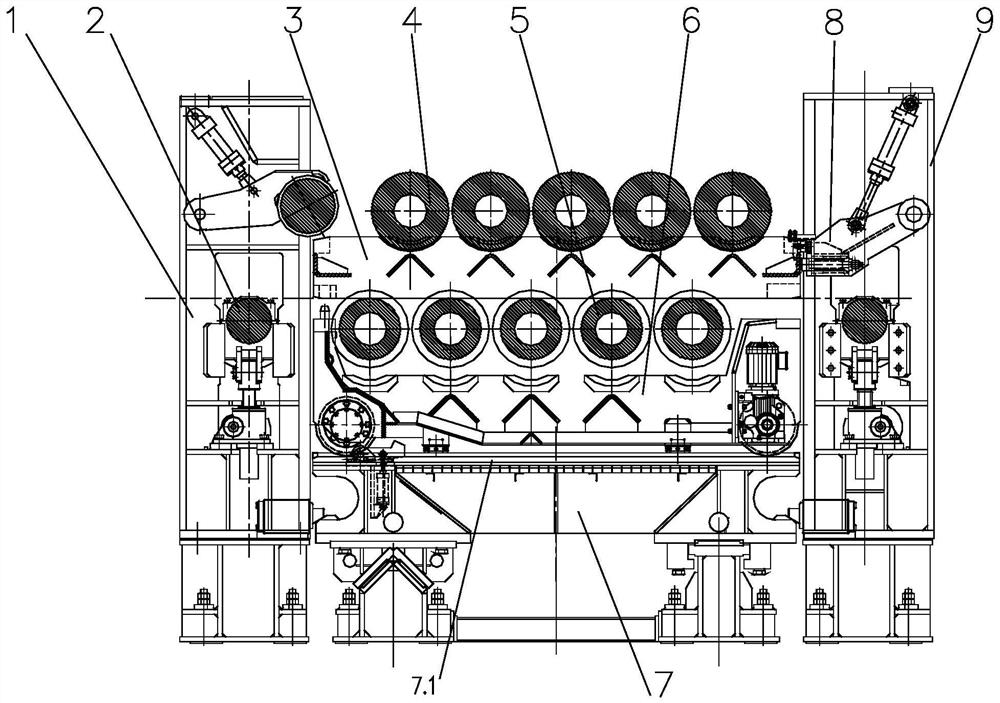 Upper roller set bracket positioning and locking device and roller replacing method