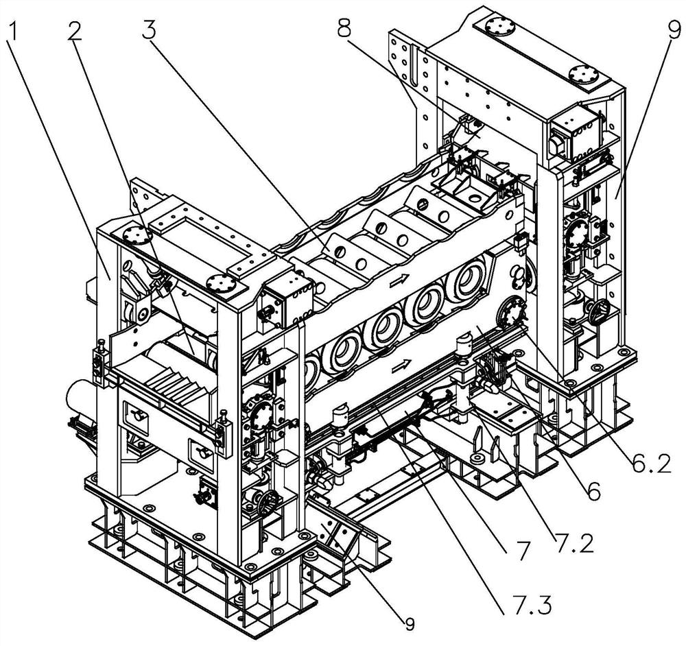 Upper roller set bracket positioning and locking device and roller replacing method