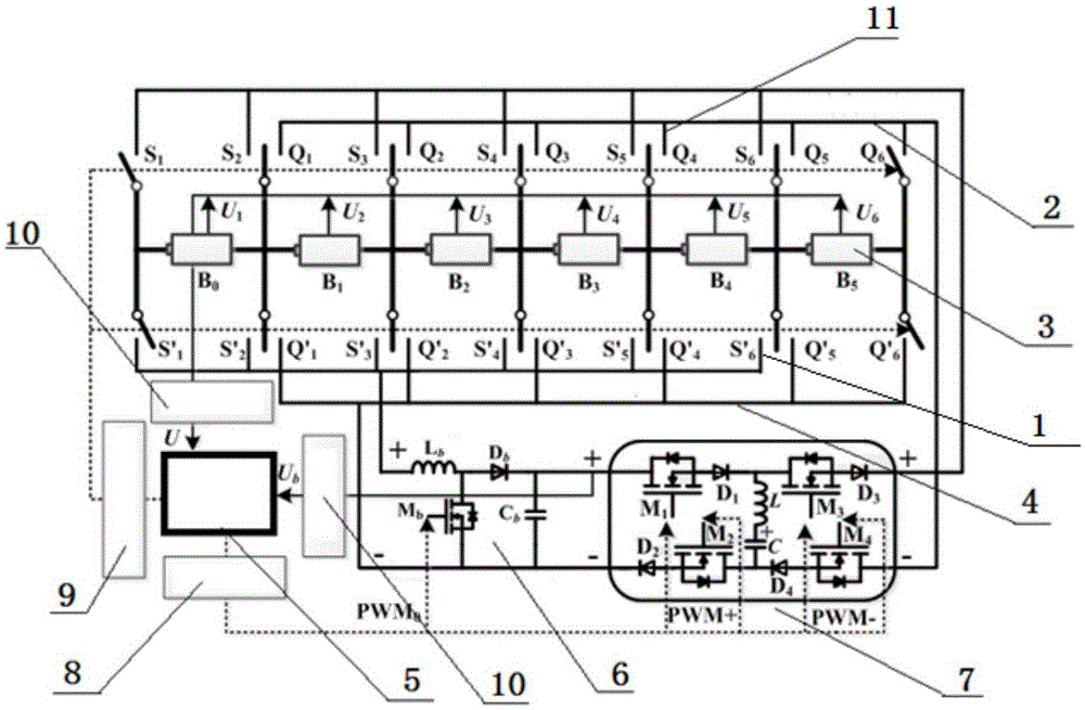 Power battery pack equalization circuit and implementation method based on boost conversion and soft switching