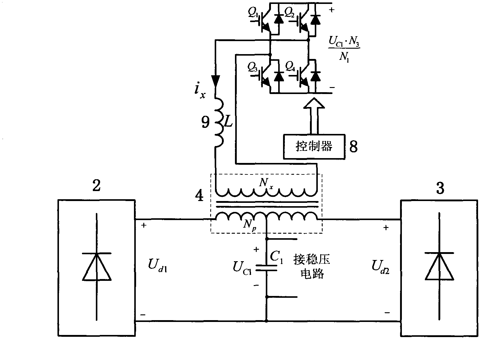 Voltage transforming rectifier with dual functions of voltage stabilization and harmonic injection