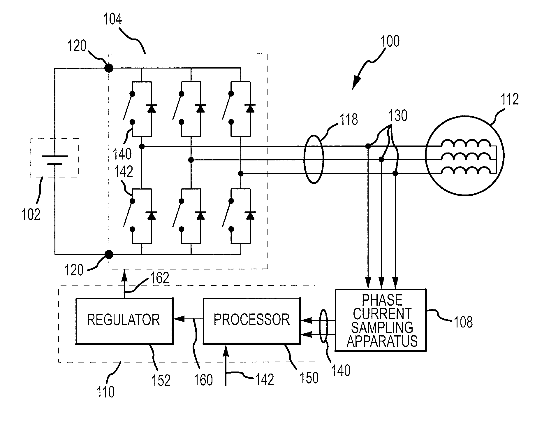 Phase current sampling and regulating apparatus and methods, and electric motor drive systems