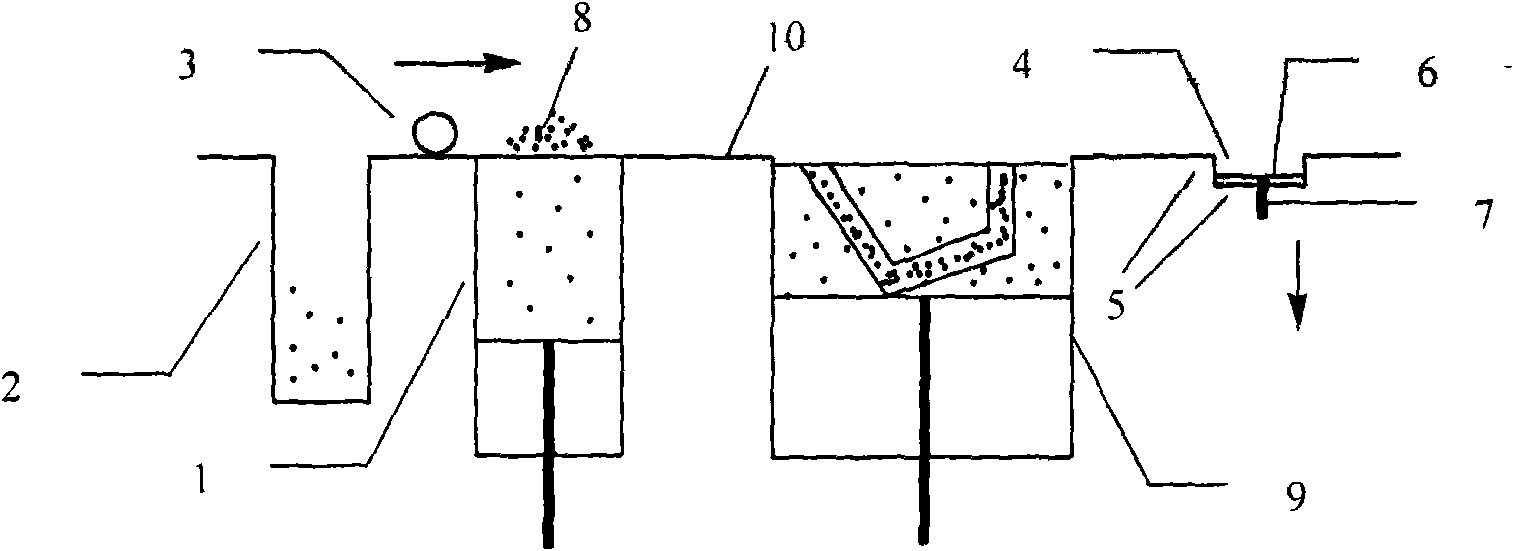 Selective laser sintered single-face powder supplying device realized by adopting powder returning groove