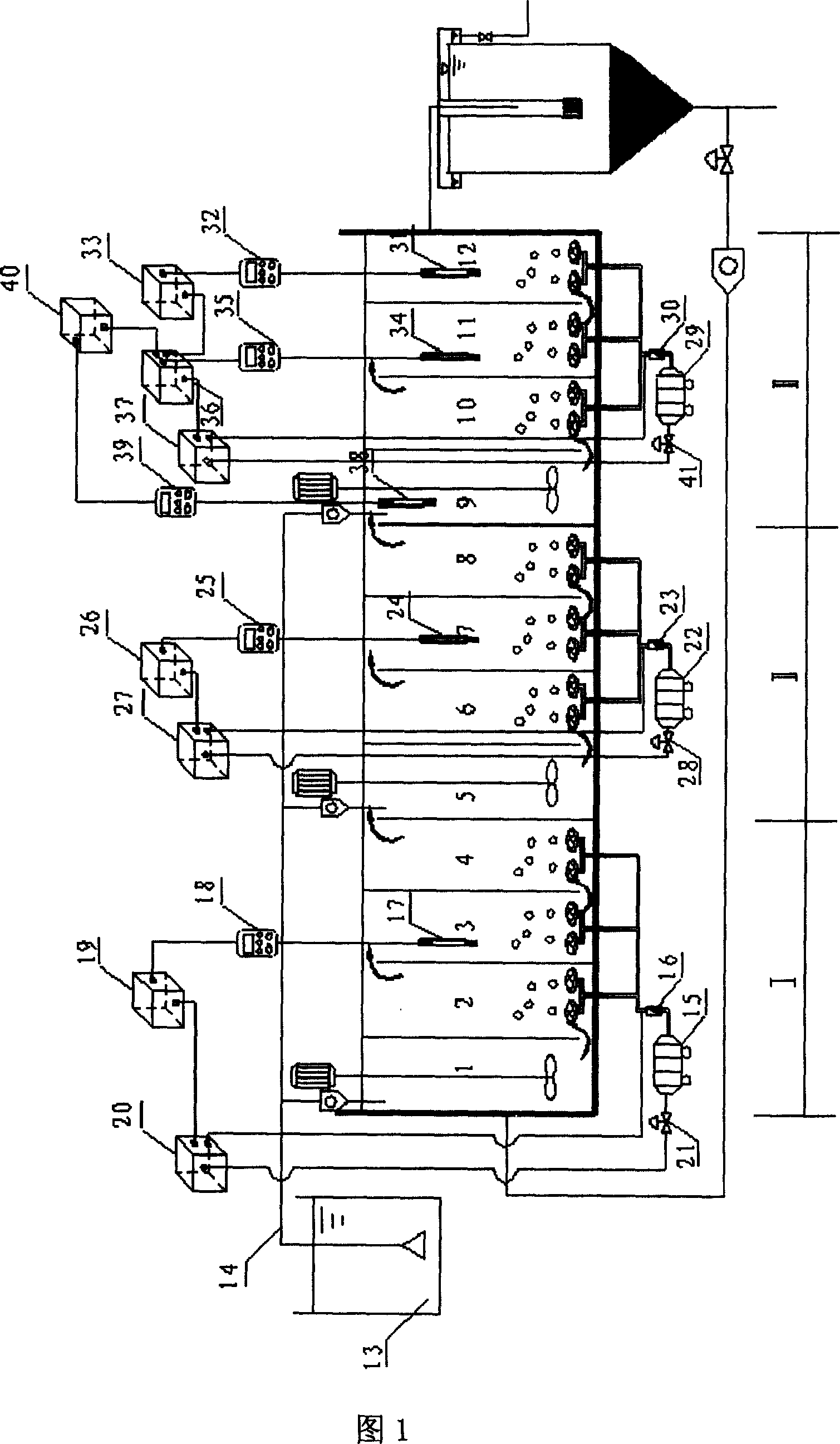 Low-oxygen aeration control device and method for subsection water inflow A/O biological denitrification technique