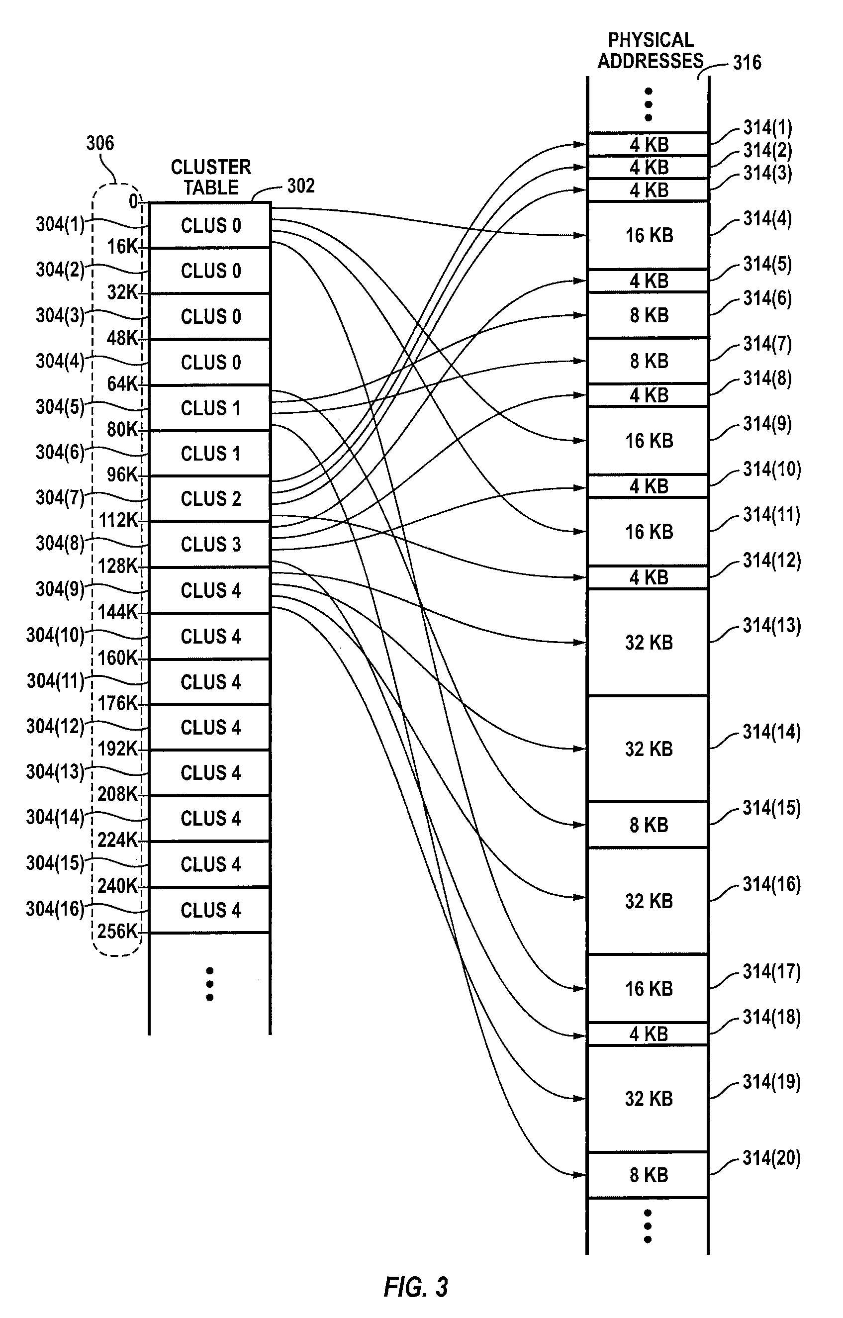 Multi-client virtual address translation system with translation units of variable-range size