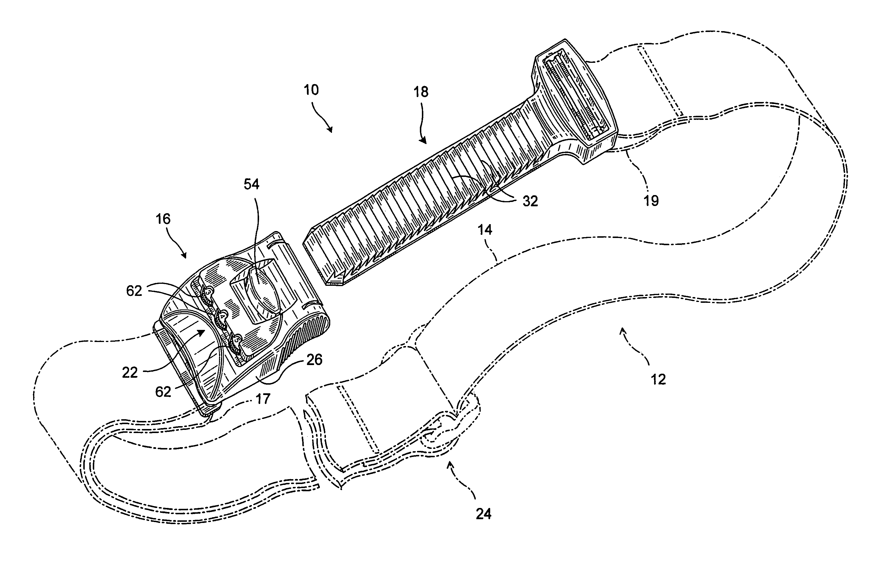 Luggage strap with ratchet and lock