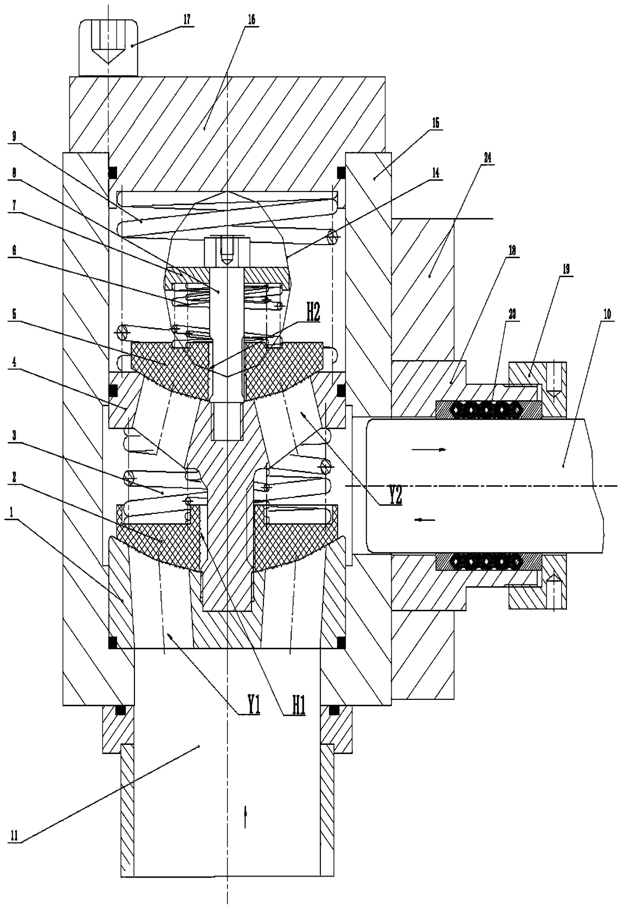 Fluid end of vertical combination valve