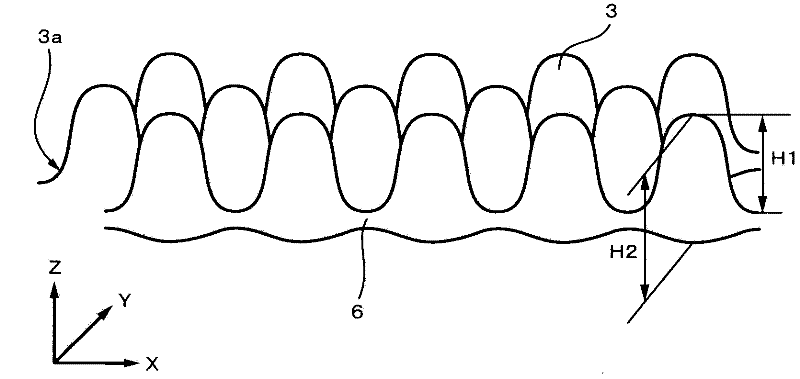 Conductive optical element, touch panel, information input device, display device, solar cell, and master for production of conductive optical element