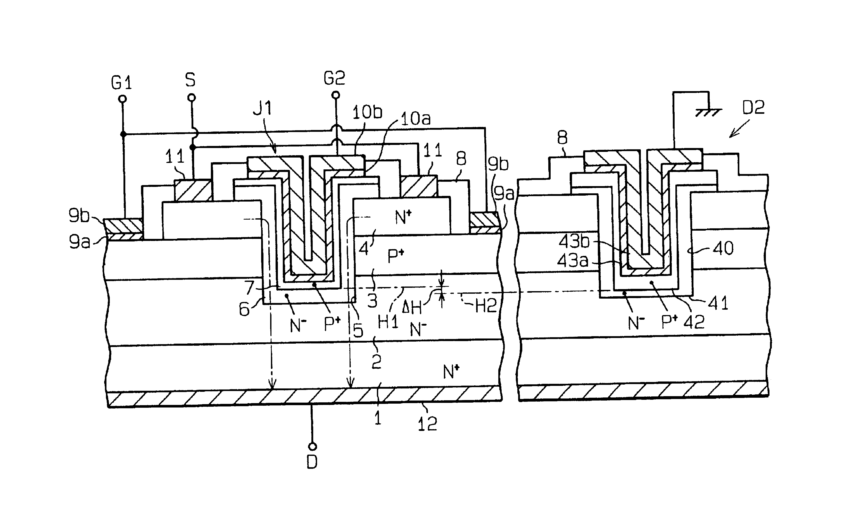 Silicon carbide power device having protective diode