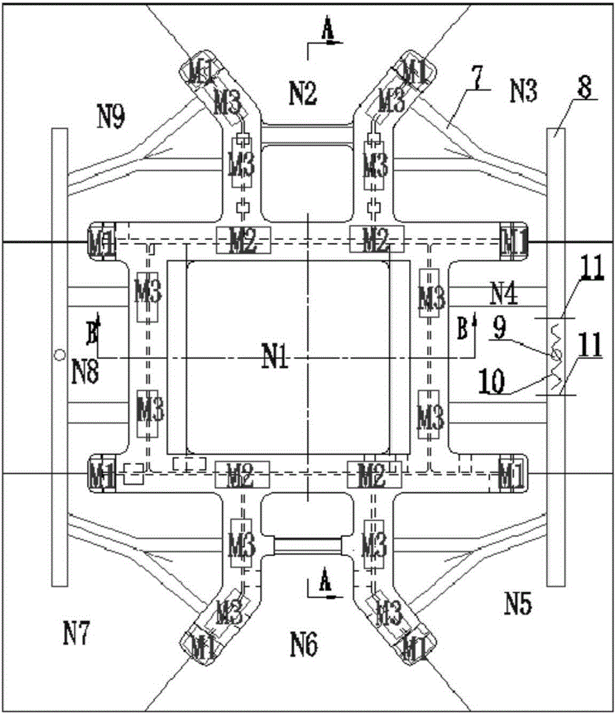 Casting technological method of large-size magnesium alloy flat structural component