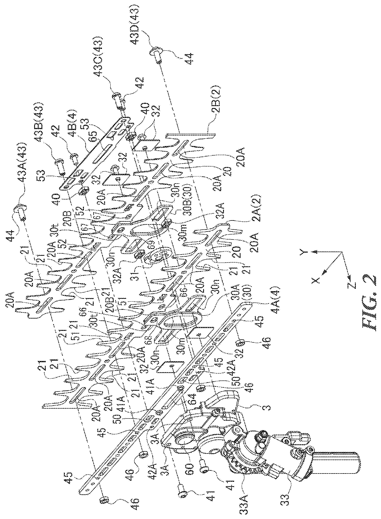 Reciprocating cutting blade apparatus and brush cutter