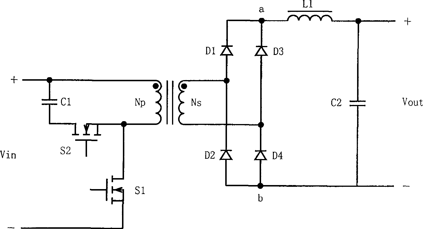 Zero voltage switch active clamp positive and negative violent changer