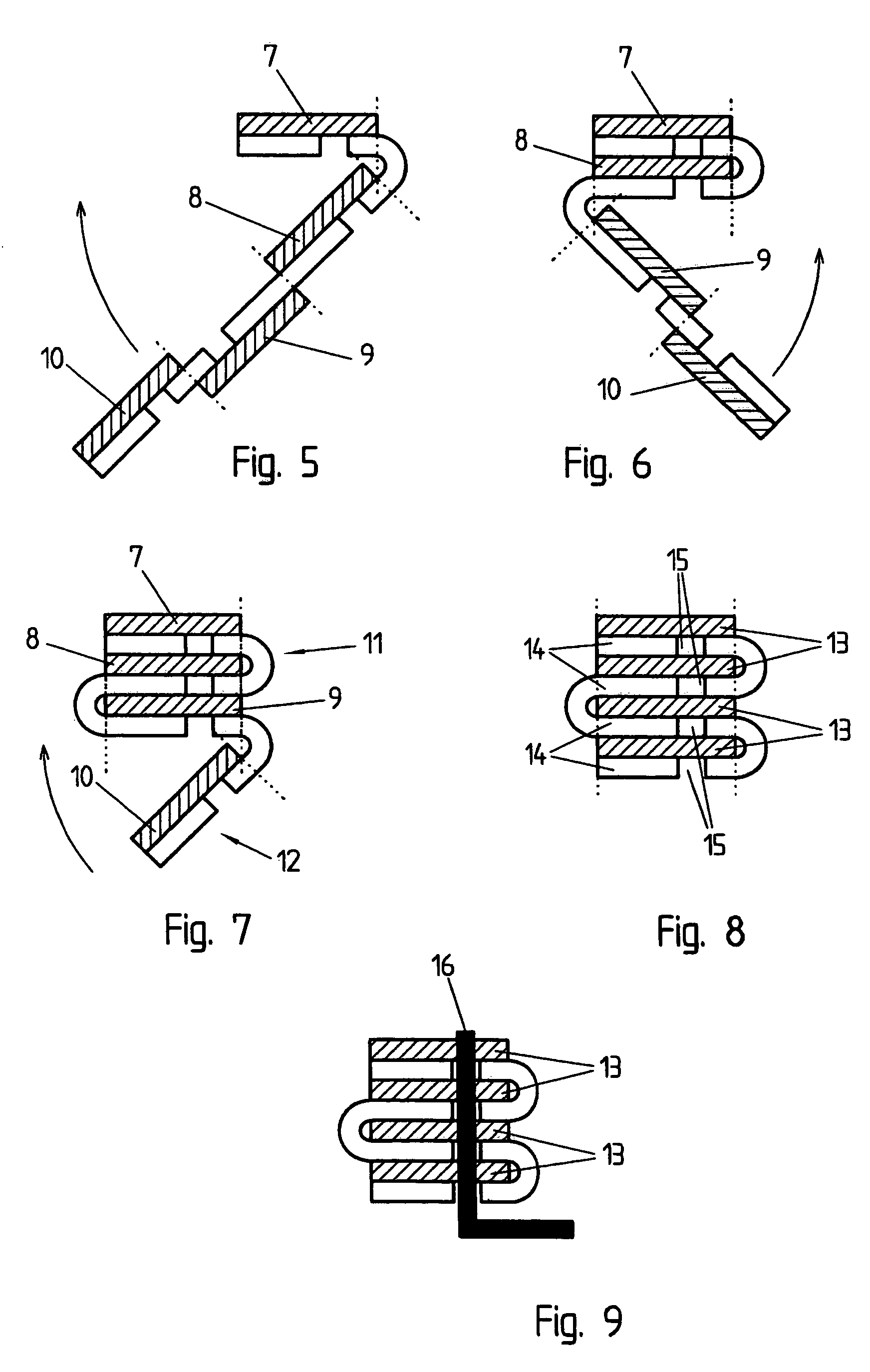 Multilayer circuit including stacked layers of insulating material and conductive sections