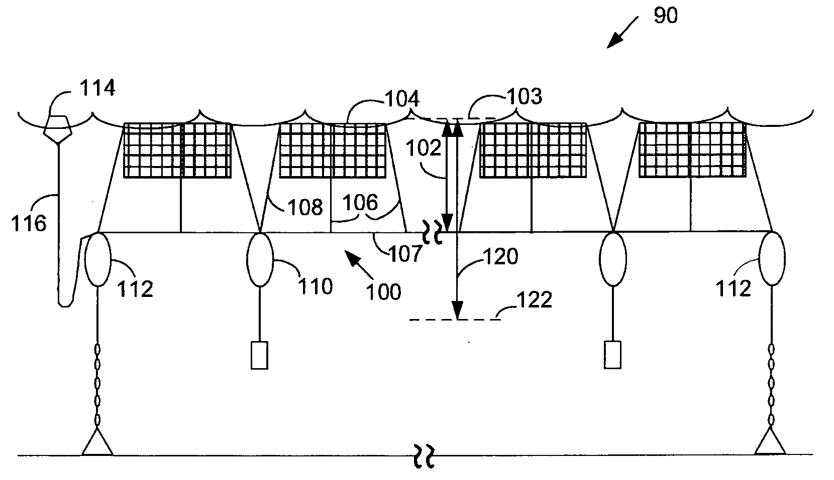 Submersible mooring grid