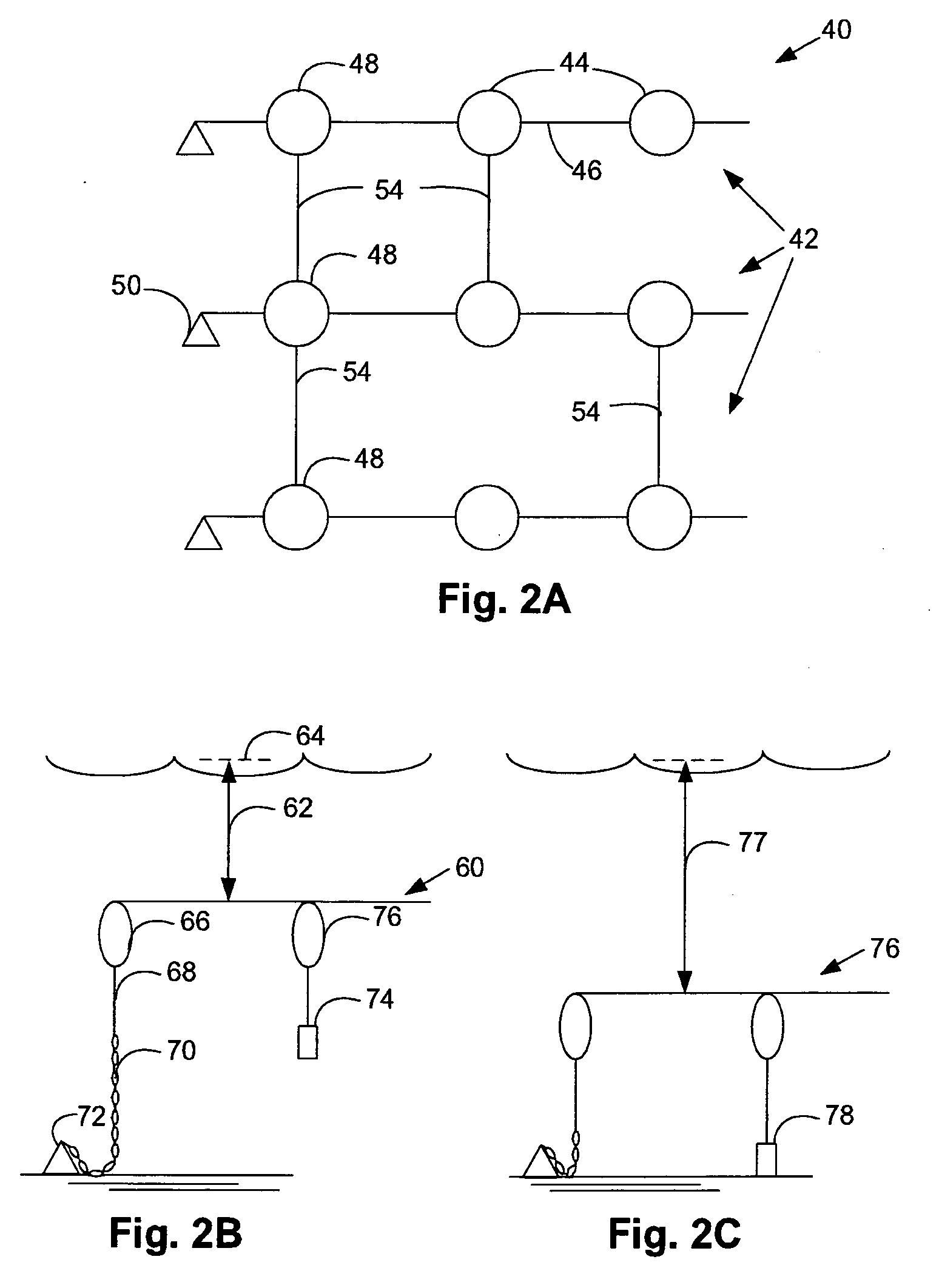 Submersible mooring grid