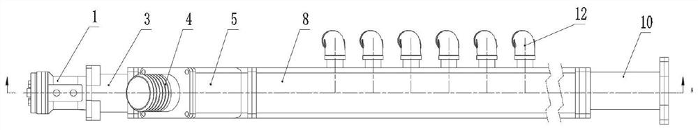 Conveying and homogenizing distribution device for solid-liquid mixed fluid