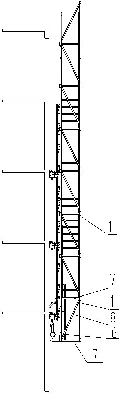 Full-module-assembly adhesion type lifting scaffold