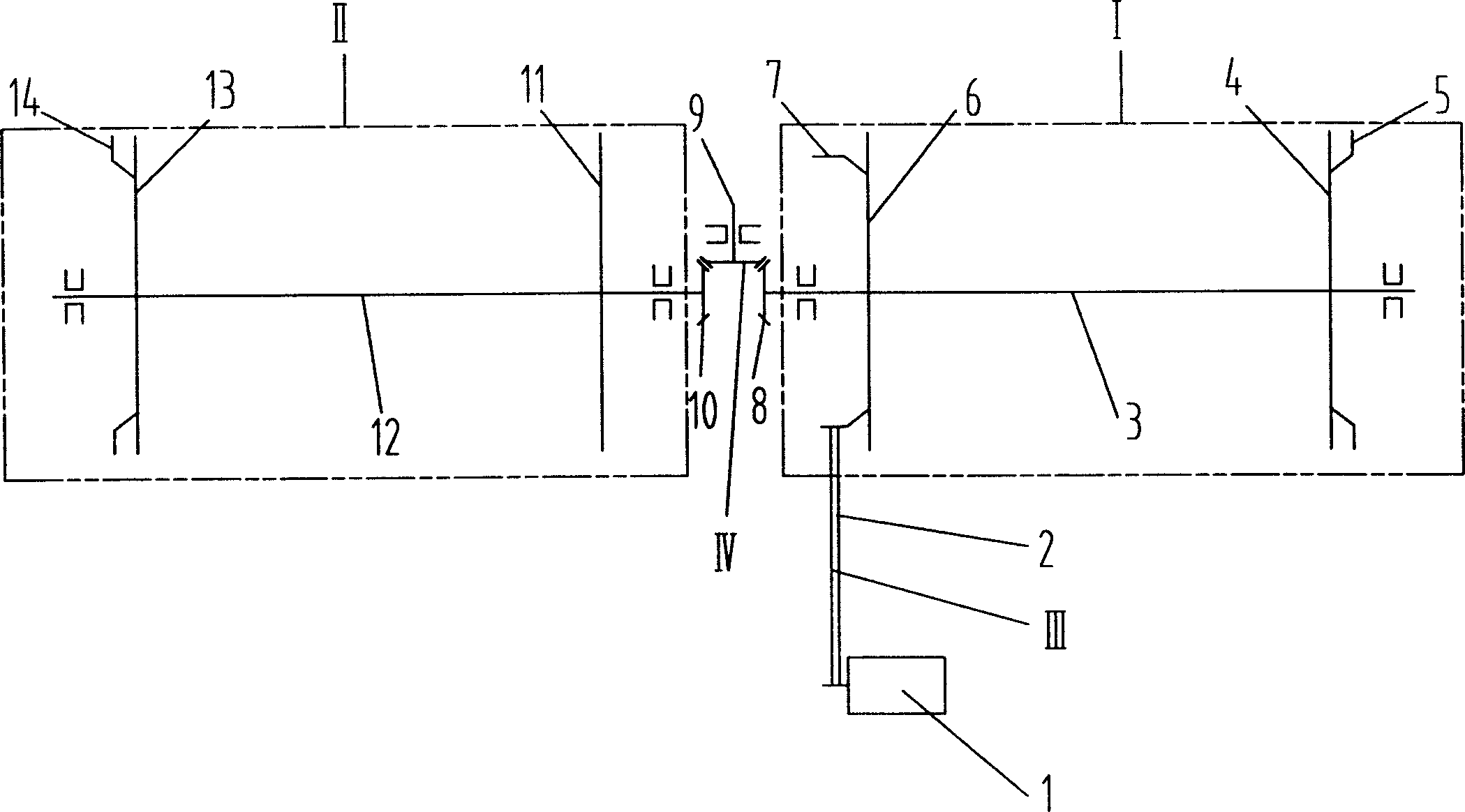 Single driving two-way conjoined staircase