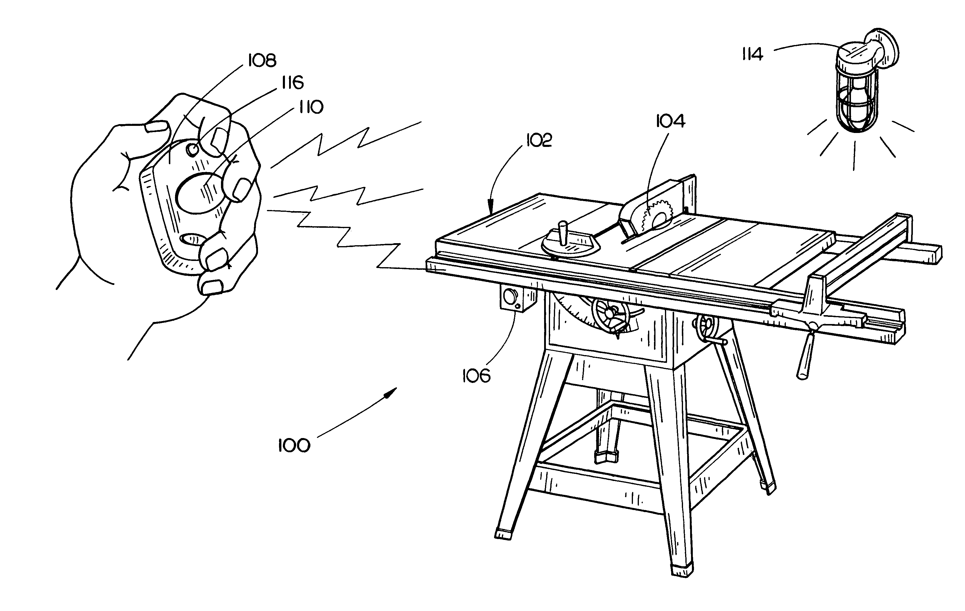 Power tool with remote stop