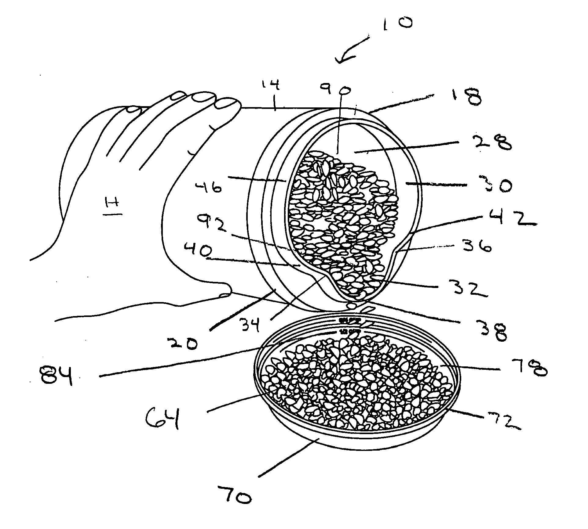 Container with a scoopable and pourable spout