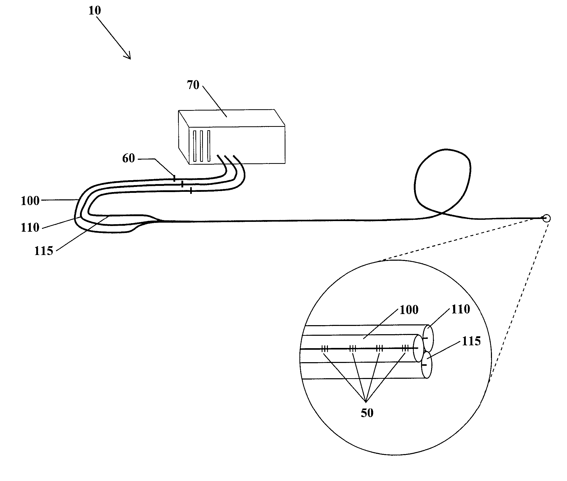 Fiber optic position and shape sensing device and method relating thereto