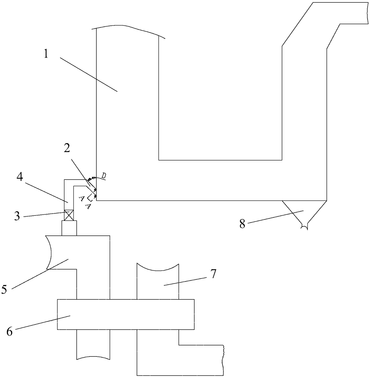 Device for preventing ash from being accumulated in rear smoke channel of coal-fired boiler subjected to denitration transformation