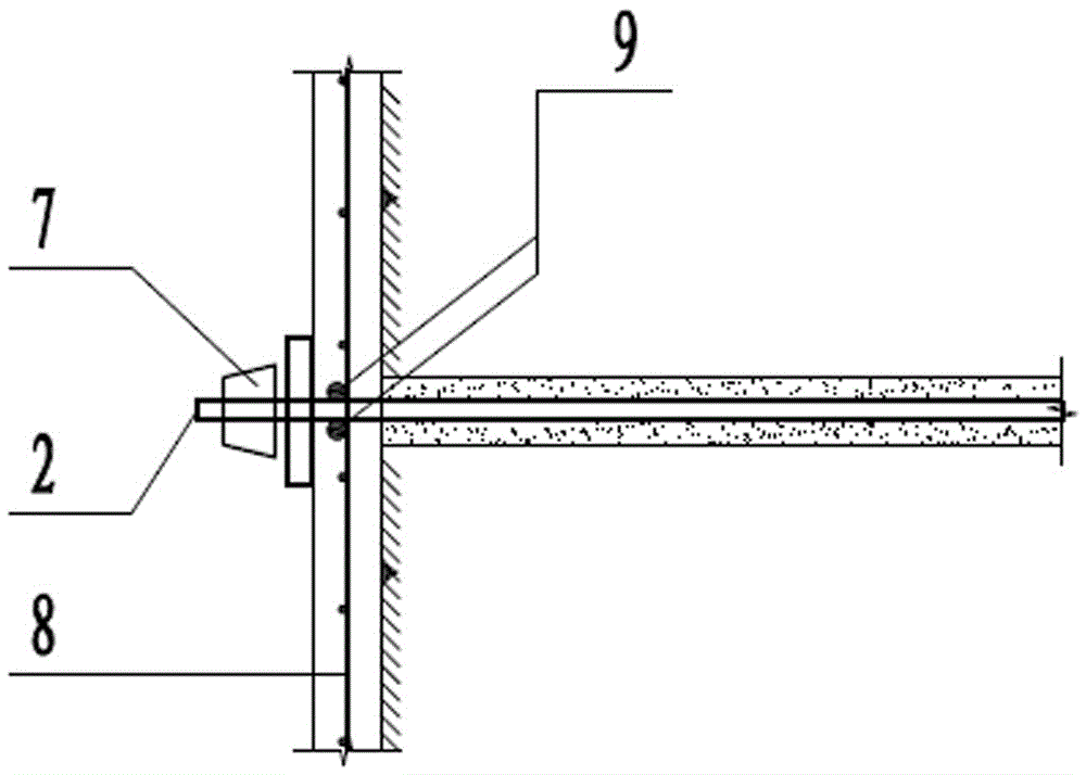 Row pile anchoring cement soil pile continuous wall supporting structure and construction process thereof