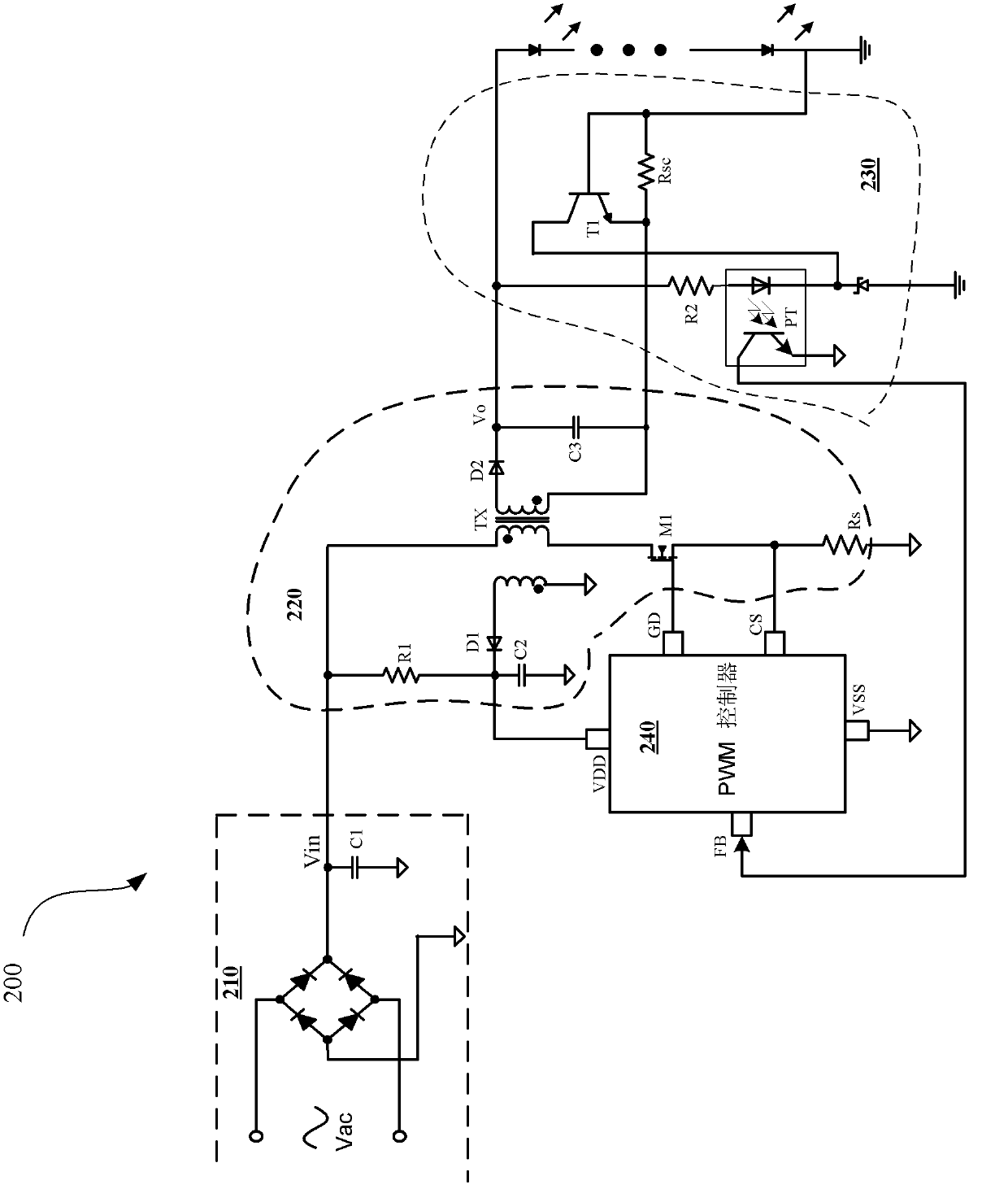 Power-factor correction constant current controller and control method