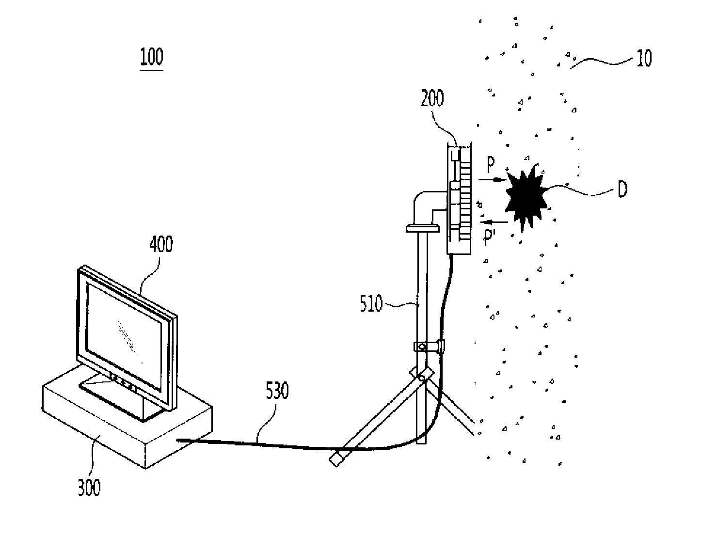 Two-dimensional array antenna and device for detecting internal object using the same