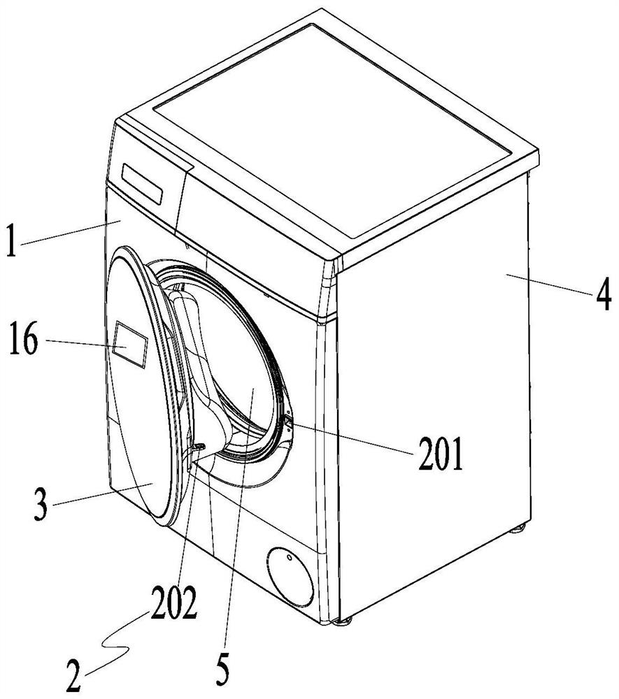 Washing device with protection switch and washing device