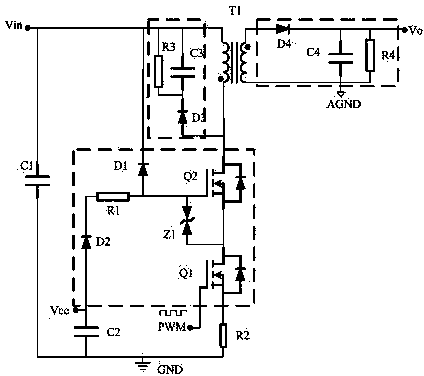 High-voltage input auxiliary power circuit