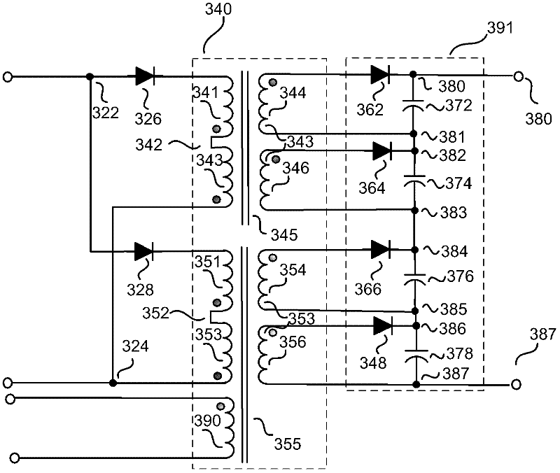 Flyback power converter with divided energy transfer element