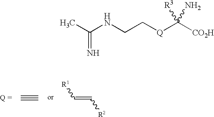 2-amino-2-alkyl-3 hexenoic and hexynoic acid derivatives useful as nitric oxide synthase inhibitors