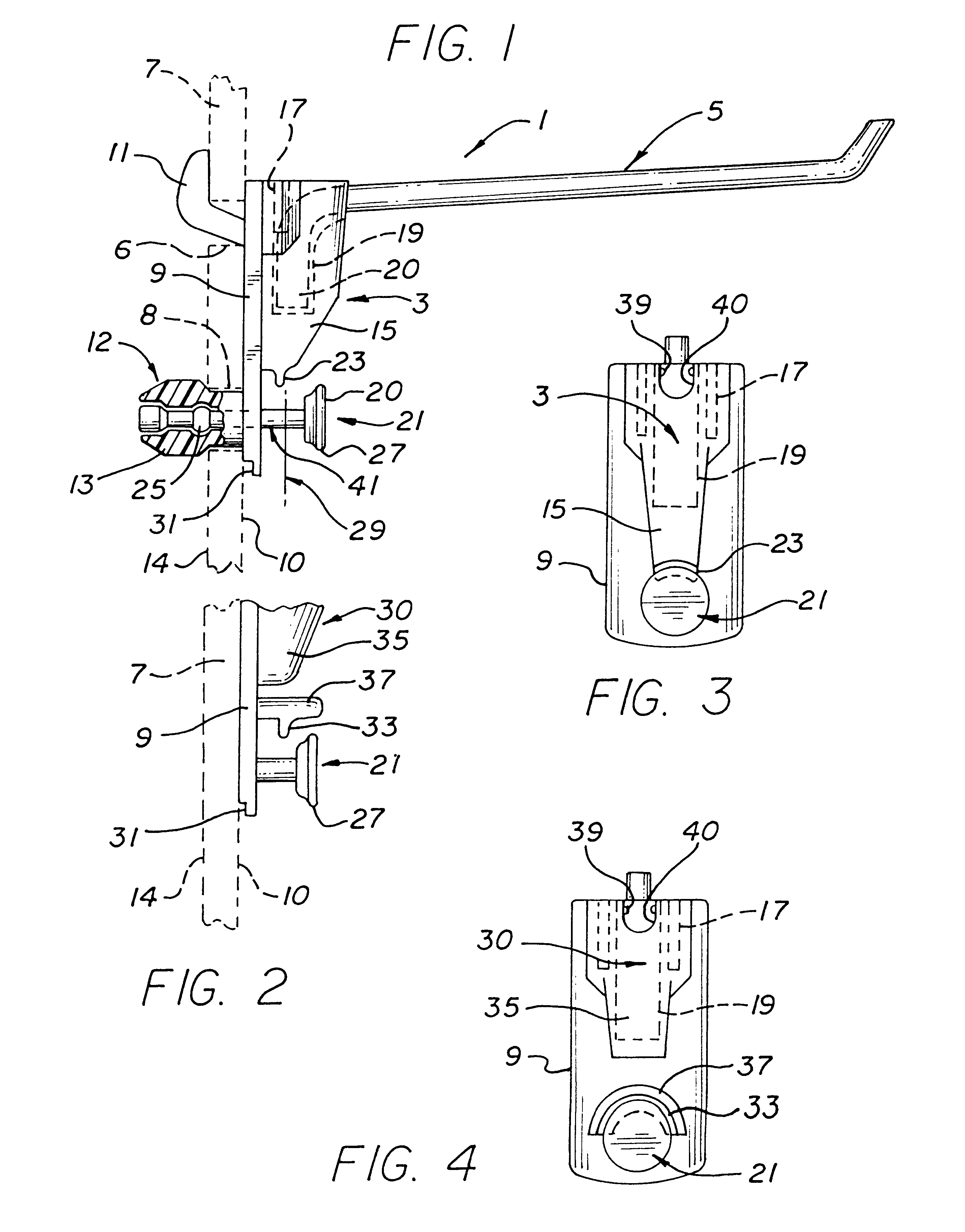 Fastener for holding items to a perforated wall