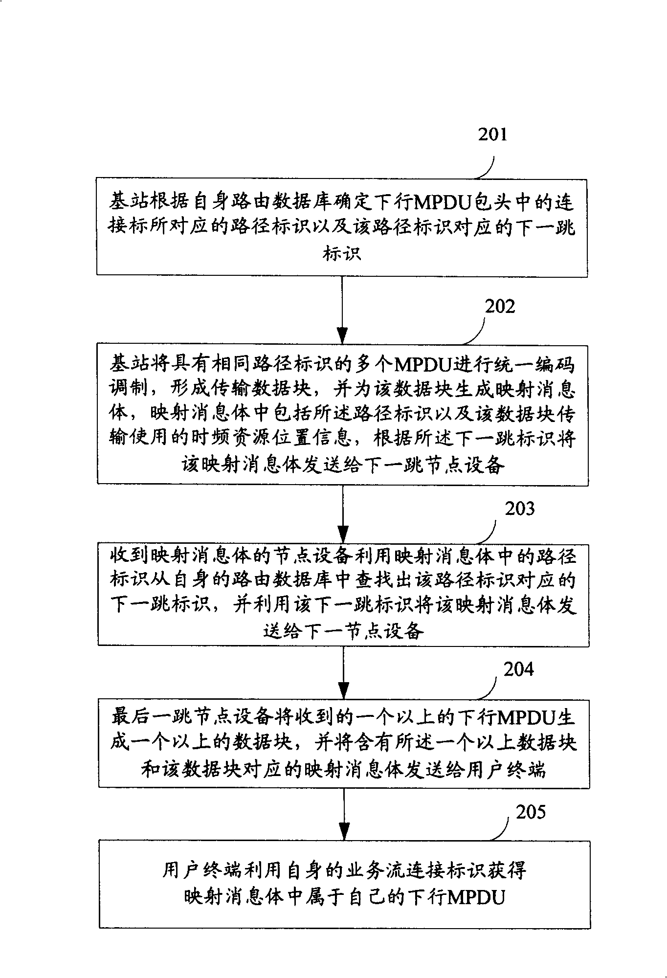 Multi-hop wireless relay communication system and download data transmission method and device