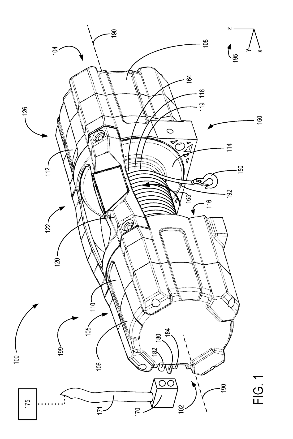 Winch including a motor mounted contactor