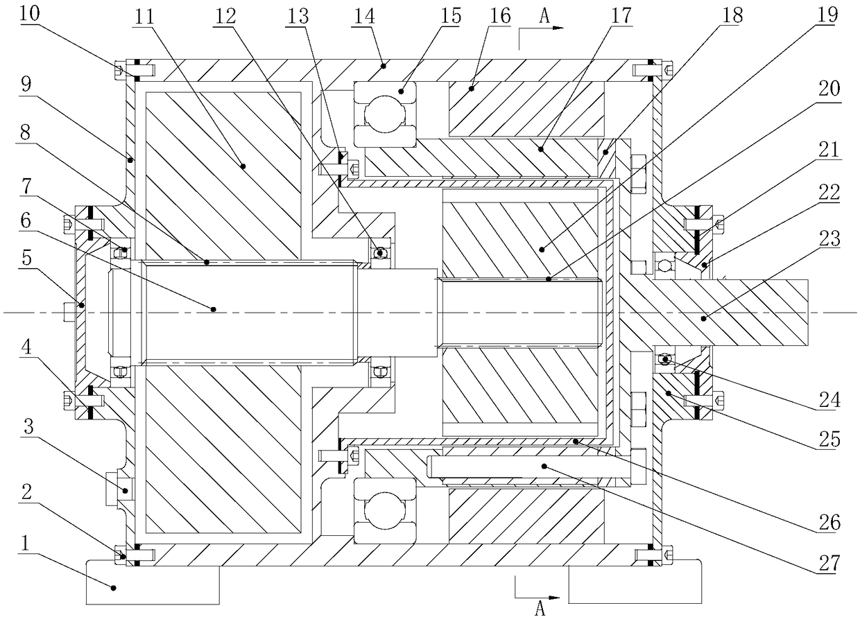 Flywheel energy storage magnetic coupling transmission device