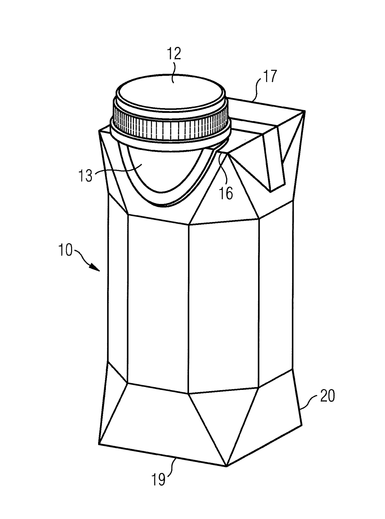 Sheet of packaging material for producing a container and method for producing containers