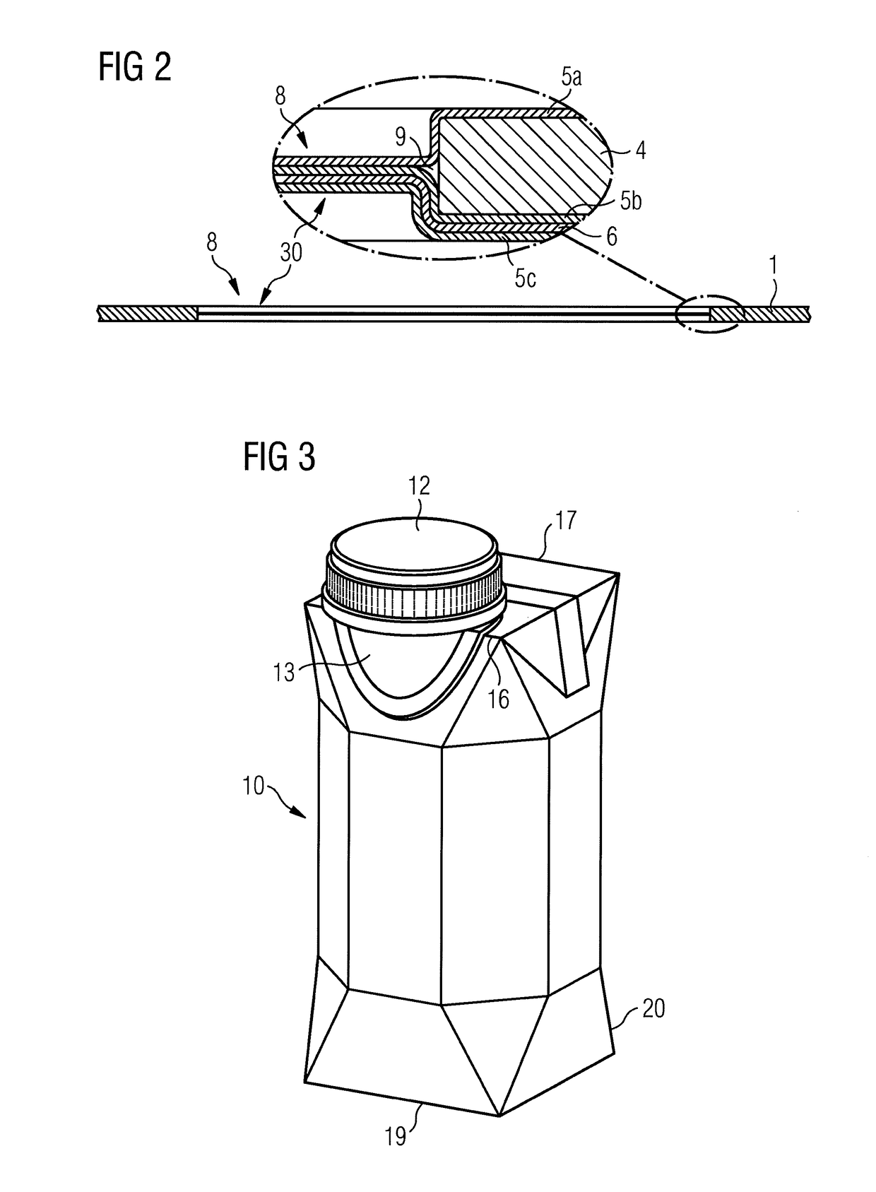 Sheet of packaging material for producing a container and method for producing containers