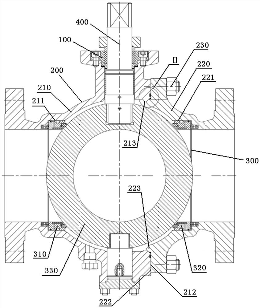 Two-piece trunnion ball valve and manufacturing method thereof