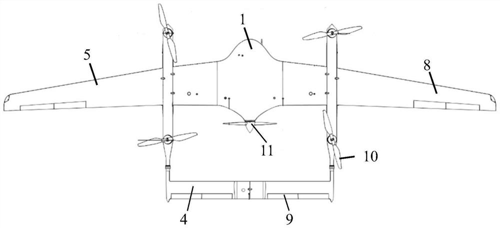 Four-rotor and fixed-wing composite modular wireless charging unmanned aerial vehicle