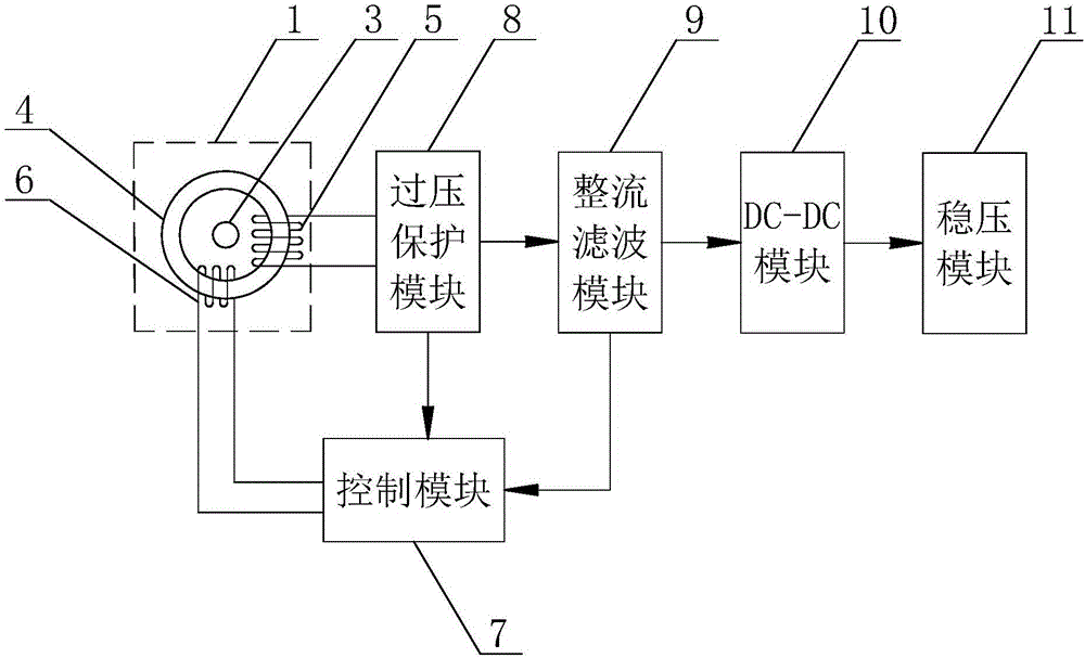 Inductive energy-obtaining device