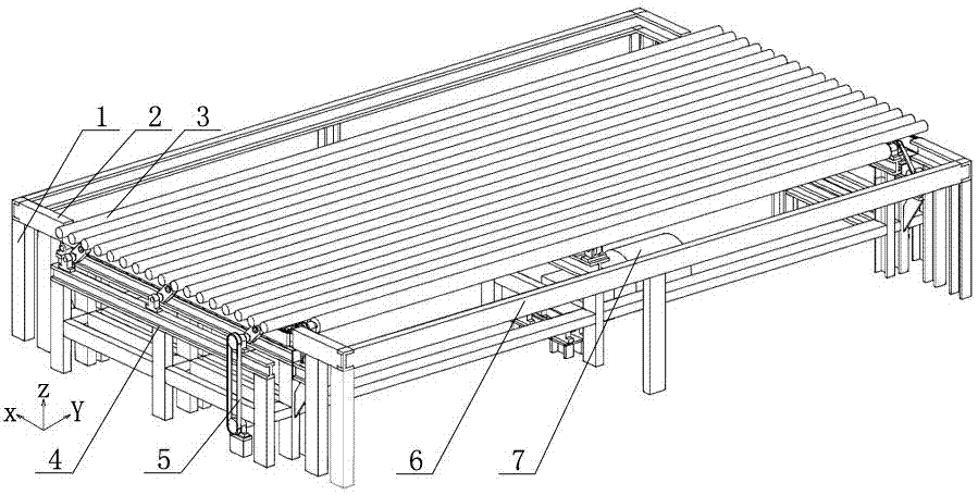 A furnace tube rotation and intermittent feeding type display rack